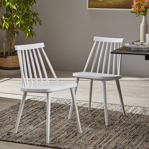 English Elm Christopher Knight Home® - Farmhouse Spindle Back Dining Chairs Set of 2 – Durable Polypropylene Seats, Timeless Country Style, Easy Clean White 64922.00WHI