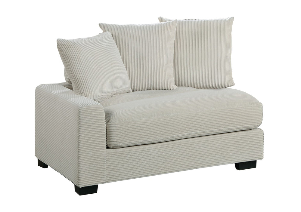 English Elm Living Room Modular Chair Beige Corduroy Upholstery with Pillows and Wood Legs B011P486759