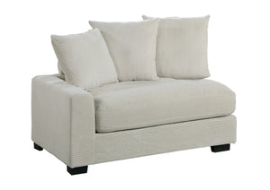 English Elm Living Room Modular Chair Beige Corduroy Upholstery with Pillows and Wood Legs B011P486759