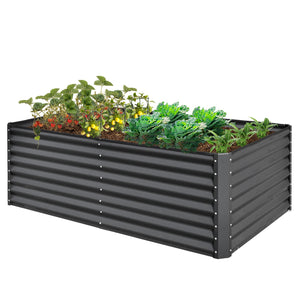 English Elm 6x3x2ft Galvanized Raised Garden Bed with Rust-Resistant Steel, Open Base, Support Rods & Safe Edges Gray W1859P197935
