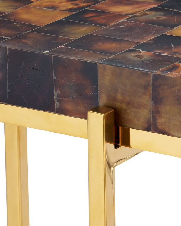 Currey & Company Casey Mother Of Pearl Accent Table – Luxurious Mosaic Shell Design With Chic Brass Frame For Elegance Natural Pen Shell ,Stainless Steel ,Engineered Wood 4000-0226-currey-company