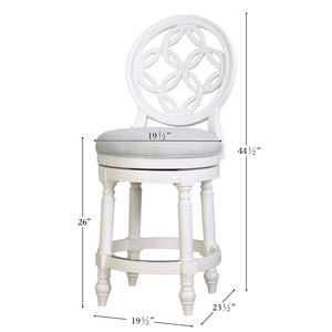 English Elm 26" Solid Wood Swivel Counterstool High Back Faux Leather Seat for Kitchen Island White B2751P436474