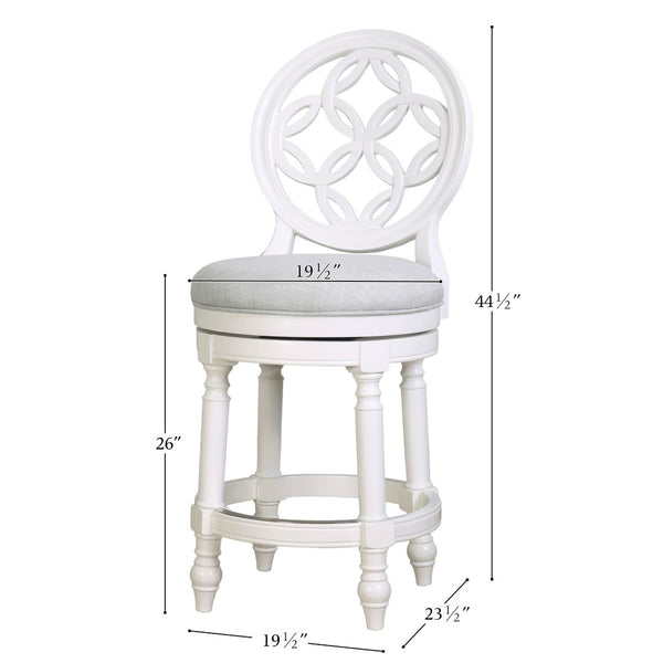 English Elm 26" Solid Wood Swivel Counterstool High Back Faux Leather Seat for Kitchen Island White B2751P436474