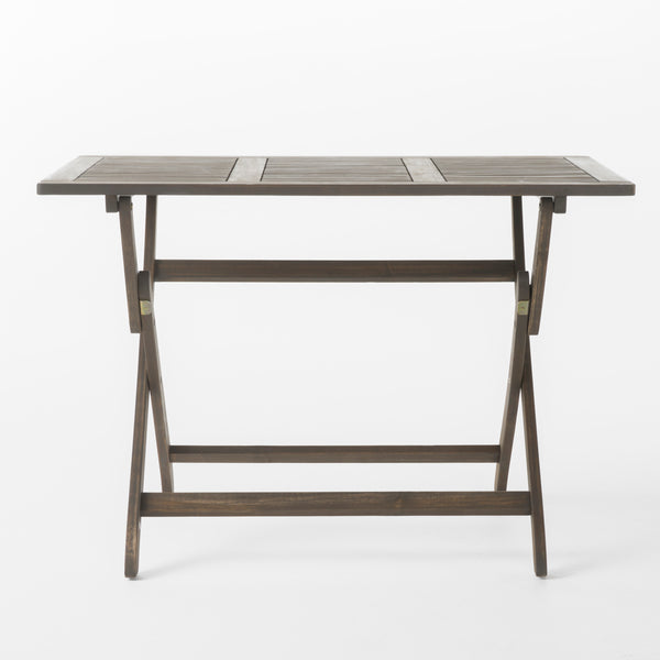 English Elm Christopher Knight Home® - POSITANO Acacia Wood 43.5" Foldable Outdoor Dining Table — Weather-Resistant Seating for Four, Portable Grey 59327.00GRY