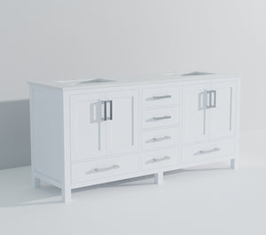 English Elm White 72-inch Double Bath Vanity with White Quartz Top, Solid Wood Frame, Soft-Close Drawers, Ample Storage, Scratch-Resistant Countertop, Pre-Drilled Faucet Hole B2731P258904