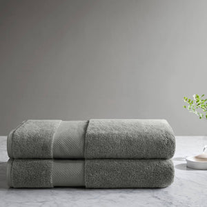 JLA Home Madison Park Signature - 100% Turkish Cotton Bath Sheet Set — Spa-Soft Low-Twist Plush, Highly Absorbent Dobby Border, OEKO-TEX Approved Charcoal MPS73-532