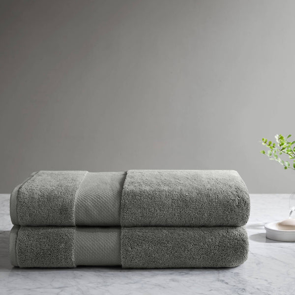 JLA Home Madison Park Signature - 100% Turkish Cotton Bath Sheet Set — Spa-Soft Low-Twist Plush, Highly Absorbent Dobby Border, OEKO-TEX Approved Charcoal MPS73-532