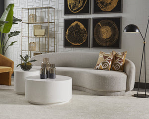 Sunpan Kendra Sofa - Contemporary Curved Design with Warm Undertones for a Bold, Stylish Living Space Altro Cappuccino
