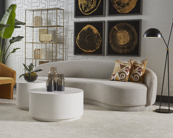 Sunpan Kendra Sofa - Contemporary Curved Design with Warm Undertones for a Bold, Stylish Living Space Altro Cappuccino