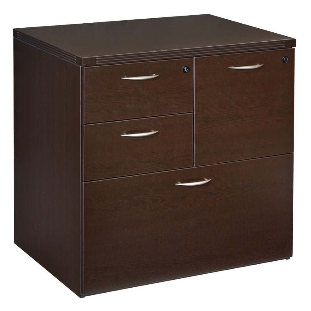 OSP Home Furnishings Napa Multifile Pedestal Mobile Filing Cabinet for Office or Home Desk Storage Espresso NAP-69-ESP