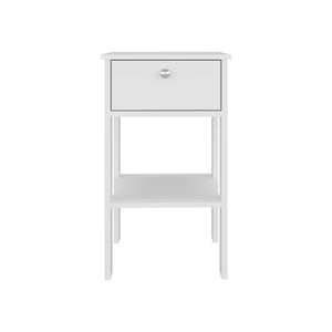 English Elm Newcastle White Nightstand with Drawer & Open Shelf — Compact Modern Bedside Table for Small Spaces B070P368064