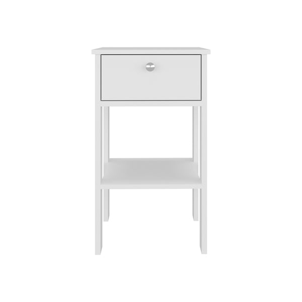 English Elm Newcastle White Nightstand with Drawer & Open Shelf — Compact Modern Bedside Table for Small Spaces B070P368064