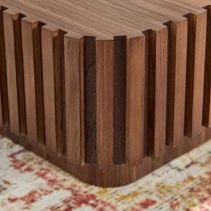 English Elm 2-piece Nesting Round Coffee Table Set Wood Veneer Sculptural Living Room Accent Walnut W2582S00182