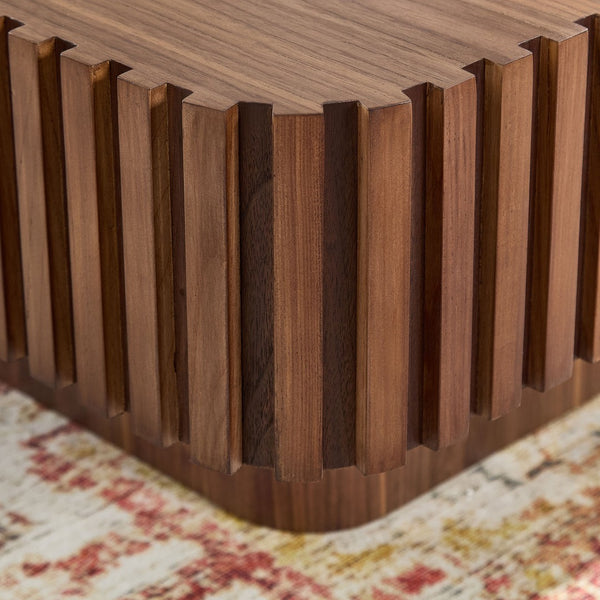 English Elm 2-piece Nesting Round Coffee Table Set Wood Veneer Sculptural Living Room Accent Walnut W2582S00182