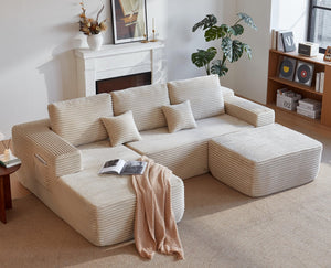 English Elm 104''cloud Modular U-shaped Sectional Plush Corduroy Deep Seat Sofa for Living Room W3975S00028