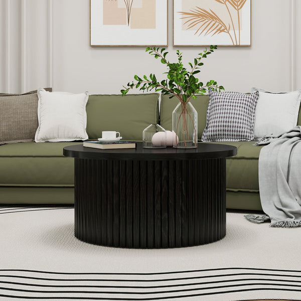 English Elm Coffee Table - Modern Round Accent Table With Flip-Top Storage For Stylish Living Room Spaces W688P248118