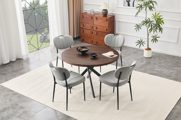 English Elm Round Foldable Mdf Dining Table with Radial Legs for Small Space Bistro Interiors Dark Walnut W3493P462092