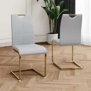 English Elm Modern Faux Leather Dining Side Chairs with Chrome Legs Ergonomic Set of 2 W210127293