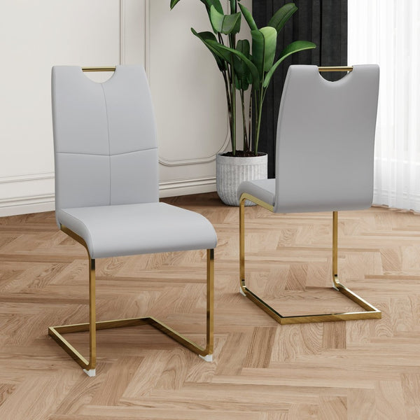 English Elm Modern Faux Leather Dining Side Chairs with Chrome Legs Ergonomic Set of 2 W210127293