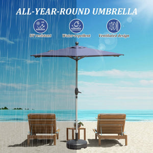 English Elm Rectangle Patio Umbrella With Crank Lift & Tilt, Durable Navy Shade For Outdoor Comfort & Style W1859P320941-GIGA