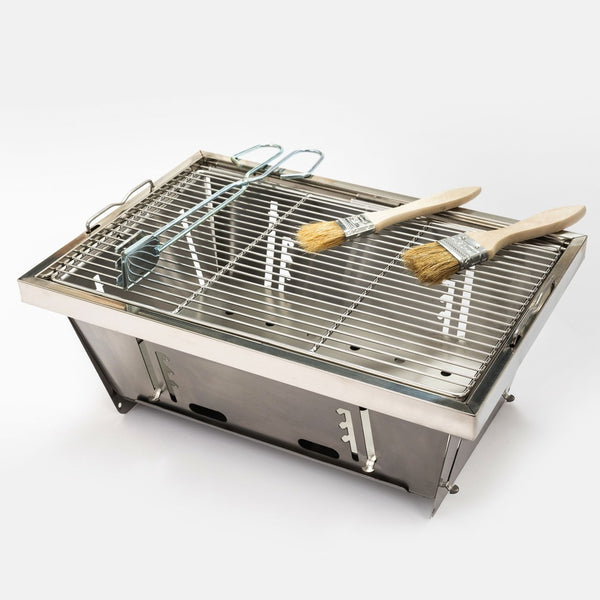 English Elm Folded Stainless Steel Portable Charcoal Grill for Camping Picnic Patio Outdoor Use W853P220596