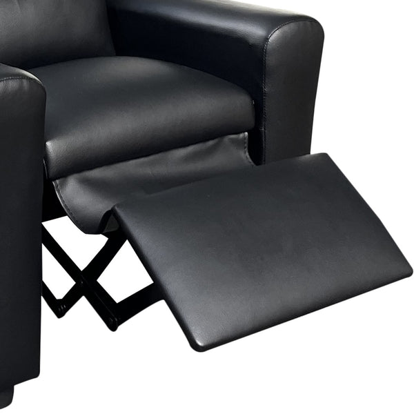 English Elm Carisa Youth Pu Leather Recliner Chair with Cupholder for Playroom or Bedroom Black B2749P413217