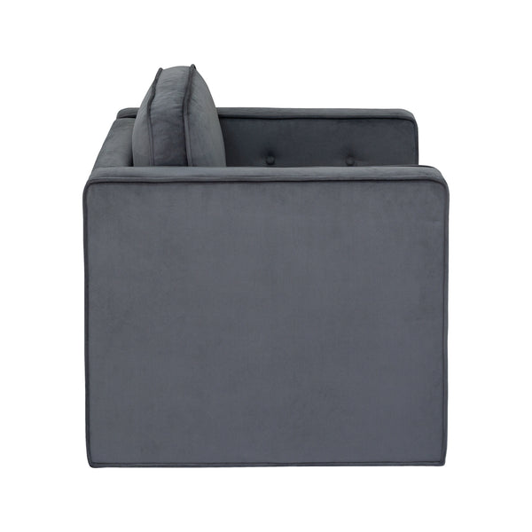 JLA Home Martha Stewart - 360 Plush Upholstered Swivel Chair by Martha Stewart — Soft Gray Tufted Arms, Welt Trim, Smooth 360° Rotation, Cozy Lounge Statement MT103-1188