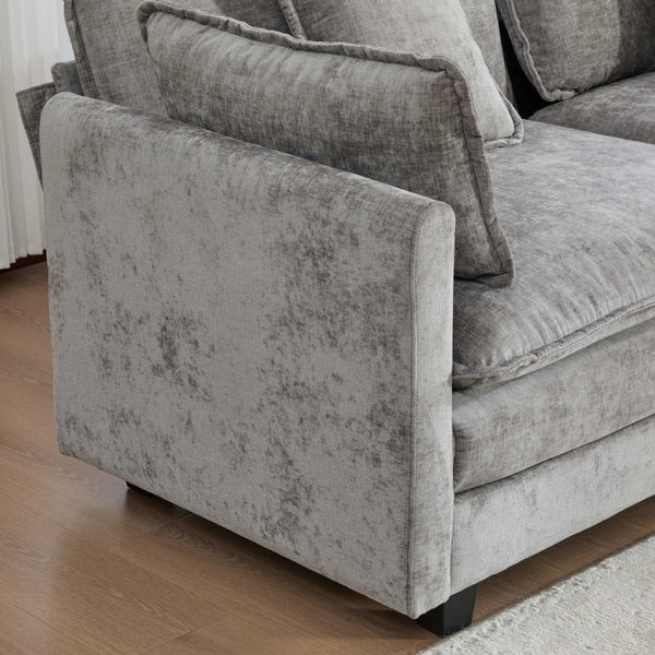 English Elm Cloud Loveseat Modern Sectional with Chenille Upholstery for a Cozy Living Space Gray W1143S00058