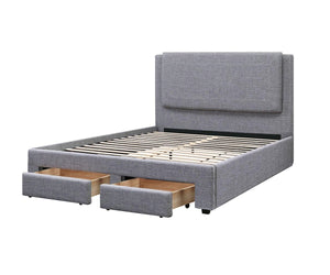 English Elm Light Upholstered Faux Leather Queen Bed with Headboard Panel & Built-In Underbed Storage Drawers, Contemporary Elegance Black,Light Gray 59 L x 49 W x 5 H B011S02016