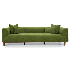 English Elm Richardson Velvet Sofa Scandinavian Minimalist Living Room Seat with Solid Wood Base Green B183P493697