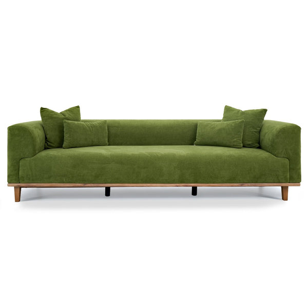 English Elm Richardson Velvet Sofa Scandinavian Minimalist Living Room Seat with Solid Wood Base Green B183P493697