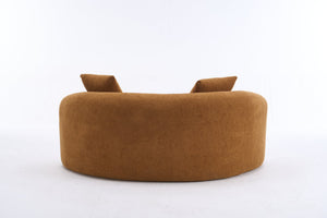 English Elm LY-042 Zen-Inspired S-Curved Dual-Depth Loveseat with Chenille Upholstery, Ready-to-Use Comfort Orange W2231P329720