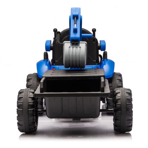 English Elm 24v Kids Electric Tractor with Swappable Construction Attachments and Parent Remote W1578P230011