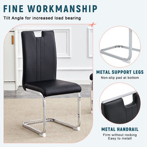 English Elm Set of 4 Black Pu Leather Bow Back Dining Chairs Ergonomic Industrial Modern W3875P372963