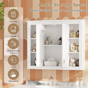 English Elm 36'' Wall Mounted Bathroom Cabinet White Wood Soft Close Double Door Storage N710P358584K