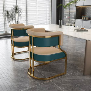 English Elm Modern Gold Iron Frame Pu Leather Armless Dining Chairs Ergonomic Cushioned Set W2699P430962