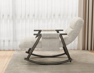 English Elm 42"l Folding Rocking Chair Iron Frame Cushioned High Back Adjustable Footrest Lounge White W1669P163320