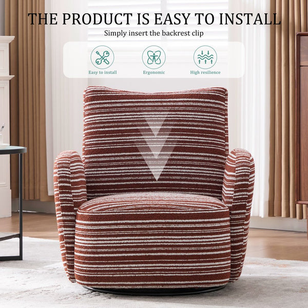 English Elm Modern 360° Swivel Boucle Armchair with High-Resilience Sponge, 550lb Capacity, Cozy Lounge Accent Chair Red W395P355443