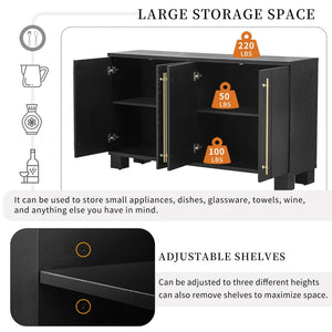 English Elm Trexm Ash Veneer Buffet with Gold Handles Matte Black Lacquer Dining Storage N715P232696B
