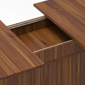 English Elm 55.11"-70.86" Extendable Dining Table with Sculpted Striped Legs Seats Six in Modern Style Walnut W757P411745