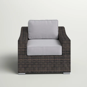 English Elm Fully Wicker Patio Chair with Cushion, Rust-Resistant Aluminum Frame, UV Weather-Resistant Comfortable Seat Espresso B120P205860