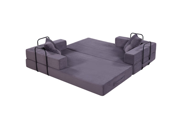 English Elm Sleeper Convertible Futon Sofa Bed with Corduroy Fabric, Ergonomic Foam Support and Space-Saving Design Gray W1708P355152