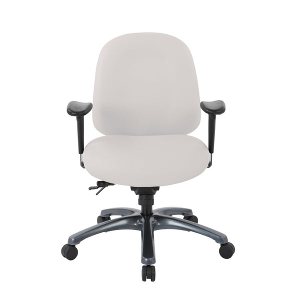 OSP Home Furnishings Multi-function Ergonomic Mid Back Office Chair with Lumbar Support and Titanium Base Snow 8512-R101