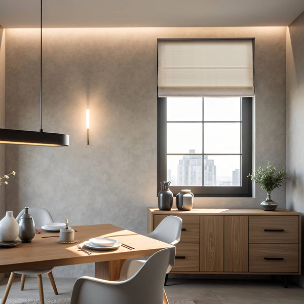 English Elm 1PC Cordless Roman Blind 27x64" Galen Matte Fabric Blackout Polyester Window Panel, Durable Coating Ivory 4.96 L x 9.25 W x 8.07 H B035P341196