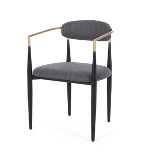 English Elm Christopher Knight Home® - Dining Chair Set Of 2 - Modern Charcoal Upholstered Chairs With Gold Accents For Chic Dining Spaces N771P249346C