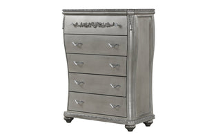 English Elm Destiny 5-Drawer Chest Silver Finish — Elegant Solid & Manufactured Wood Storage with Metal Pulls, Spacious Organization B009P234702