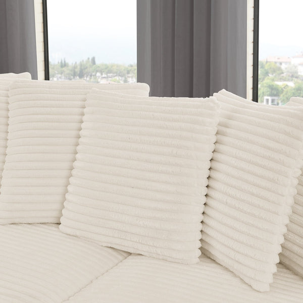 English Elm Corduroy Tufted Sleeper Sectional Sofa – L-Shaped Modular Design With Customizable Footrests In Beige W487S00342