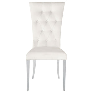 English Elm Allessandra Tufted Back Armless Dining Chair with Polished Chrome Legs — Modern Elegant Comfort, Durable Support White+Silver B062P333478