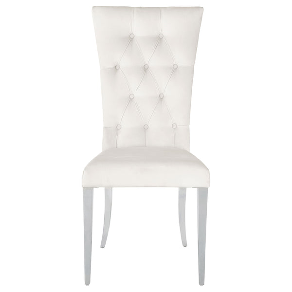 English Elm Allessandra Tufted Back Armless Dining Chair with Polished Chrome Legs — Modern Elegant Comfort, Durable Support White+Silver B062P333478