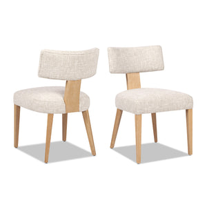 English Elm Jennifer Taylor Home - Louise Split Back Upholstered Dining Side Chair Set of 2 in Travertine Beige Chenille with Solid Rubberwood Legs and Cozy Texture B2719P269263